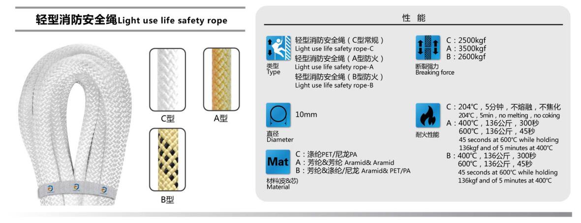 消防員輕型安全繩